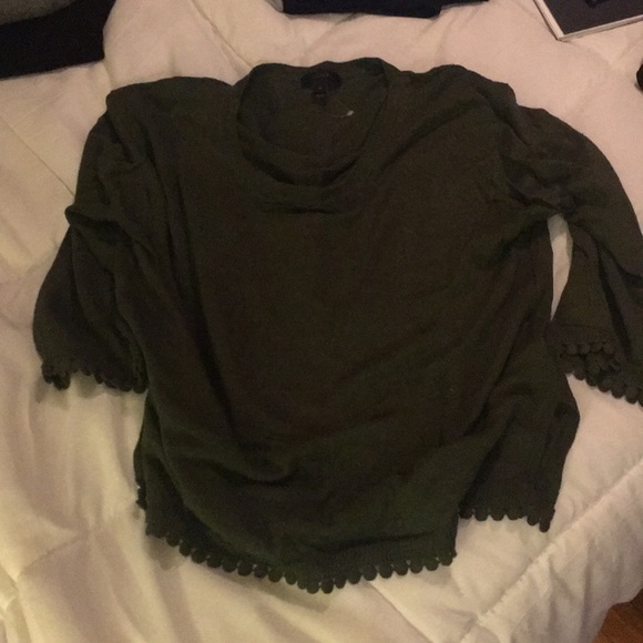 J. Crew Linen Pom Pom Sweater Green - Picture 5 of 5